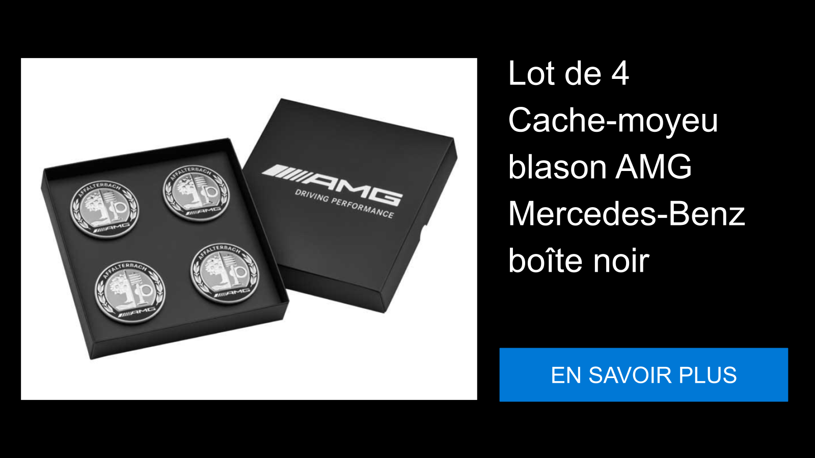 Lot de 4 Cache-moyeu blason AMG Mercedes-Benz boîte noir